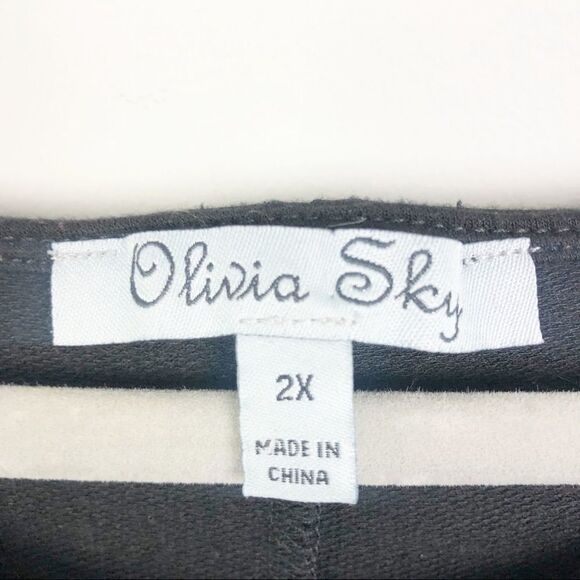 OLIVIA SKY | Black/White Split Back Women’s Plus Size 2X Top - Picture 5 of 7